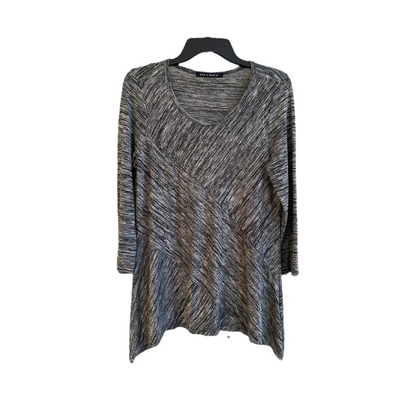 ZAC & RACHEL, WOMENS, GREY, TUNIC TOP. ROUND NECKLINE, 3/4 SLEEVE. SIZE L - Picture 1 of 5